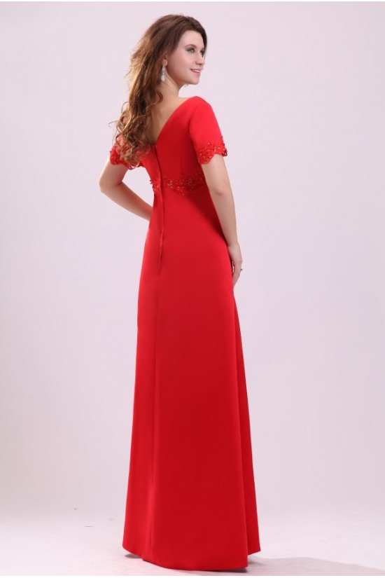 Long Red Short Sleeve Prom Evening Formal Party Dresses ED010026