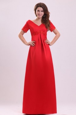 Long Red Short Sleeve Prom Evening Formal Party Dresses ED010026