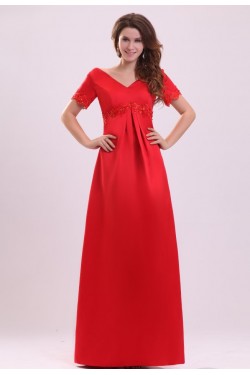Long Red Short Sleeve Prom Evening Formal Party Dresses ED010026