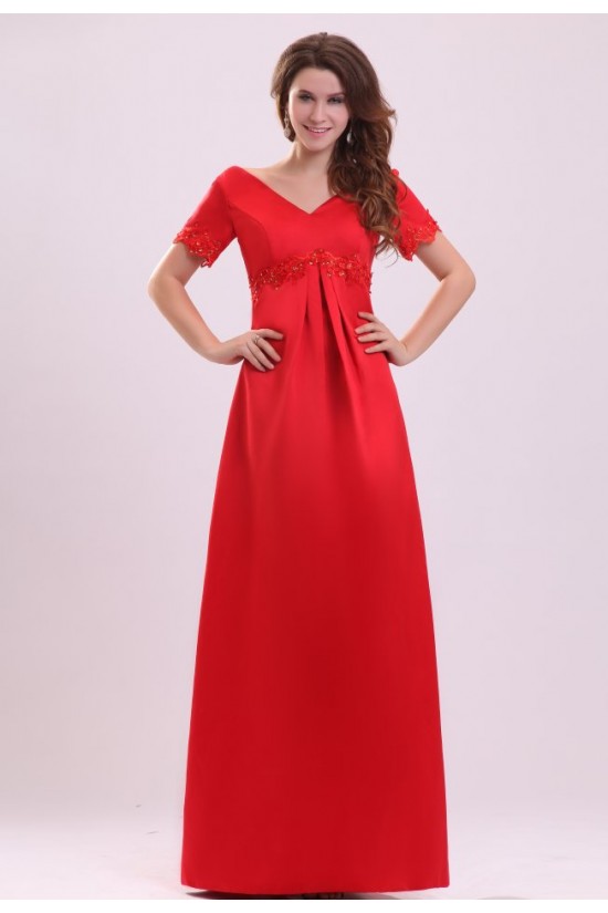 Long Red Short Sleeve Prom Evening Formal Party Dresses ED010026