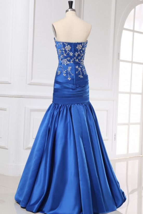 Trumpet/Mermaid Sweetheart Beaded Long Blue Prom Evening Formal Party Dresses ED010030