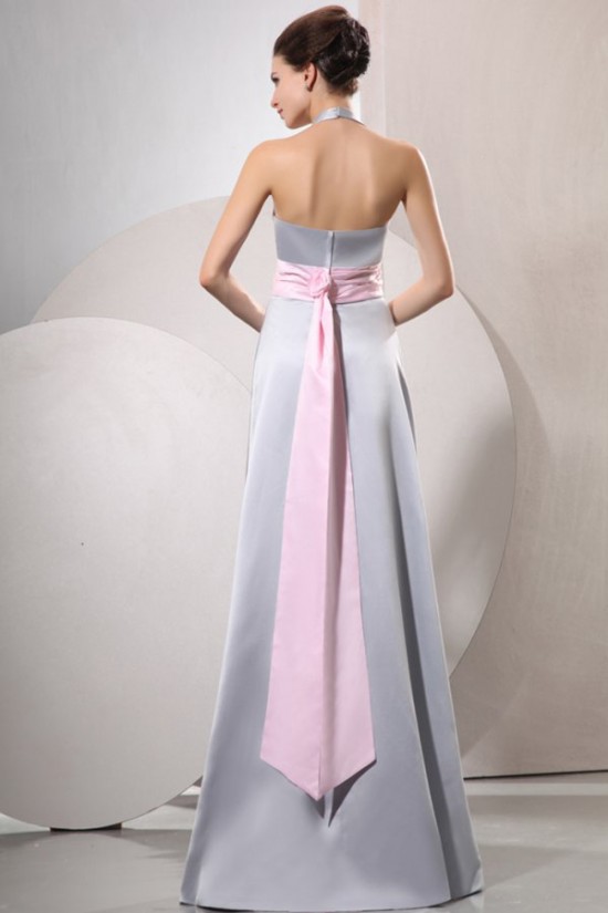 A-Line Halter Long Silver Prom Evening Formal Party Dresses/Bridesmaid Dresses ED010041