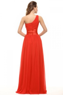 A-Line One-Shoulder Long Beaded Chiffon Prom Evening Formal Party Dresses ED010046