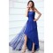A-Line One-Shoulder Blue Chiffon Prom Evening Formal Party Dresses ED010048
