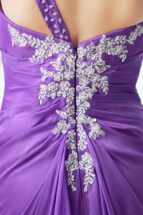 A-Line One-Shoulder Long Chiffon Prom Evening Formal Party Dresses ED010049