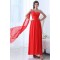 A-Line One-Shoulder Long Red Chiffon Prom Evening Formal Party Dresses ED010053