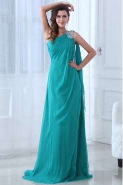 Sheath/Column One-Shoulder Long Chiffon Prom Evening Formal Party Dresses ED010054