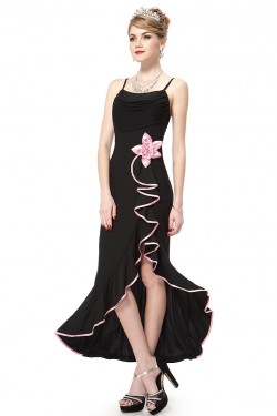 Long Black Spaghetti Strap Prom Evening Formal Party Dresses ED010056