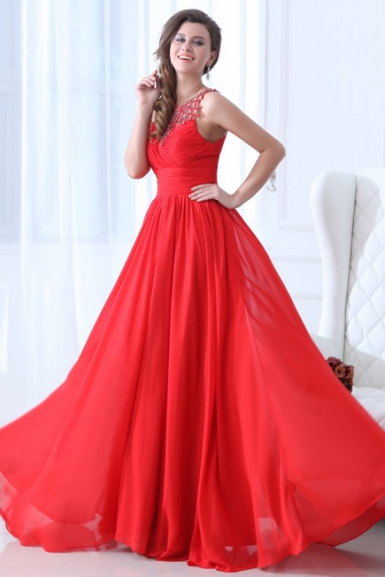 A-Line Beaded Long Red Chiffon Prom Evening Formal Party Dresses ED010059 A-Line Beaded Long Red Chiffon Prom Evening Formal Party Dresses ED010059