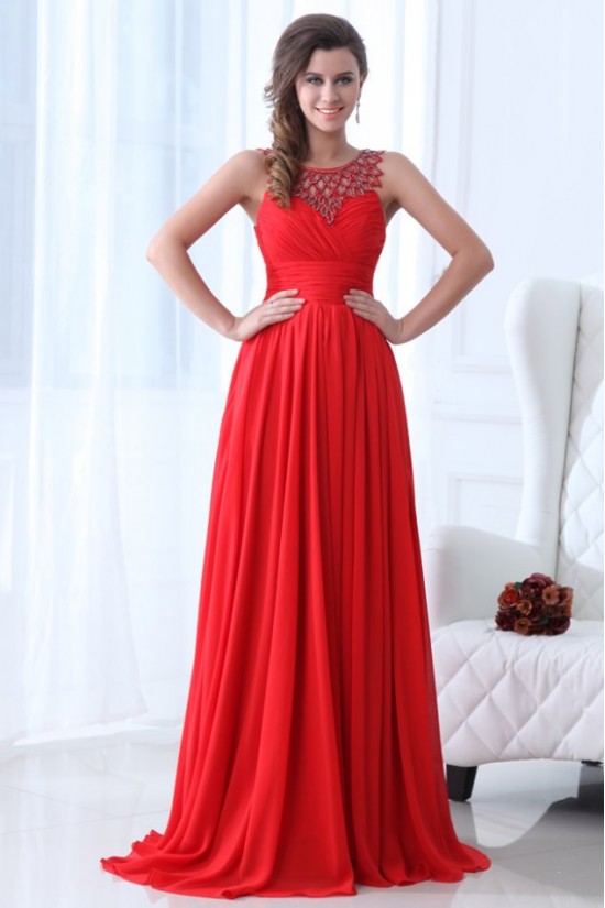 A-Line Beaded Long Red Chiffon Prom Evening Formal Party Dresses ED010059 A-Line Beaded Long Red Chiffon Prom Evening Formal Party Dresses ED010059