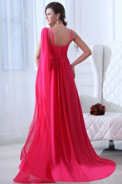 A-Line Long Pink Chiffon Prom Evening Formal Party Dresses ED010060