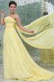 A-Line Strapless Beaded Long Yellow Chiffon Prom Evening Formal Party Dresses ED010061