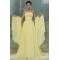A-Line Strapless Beaded Long Yellow Chiffon Prom Evening Formal Party Dresses ED010061