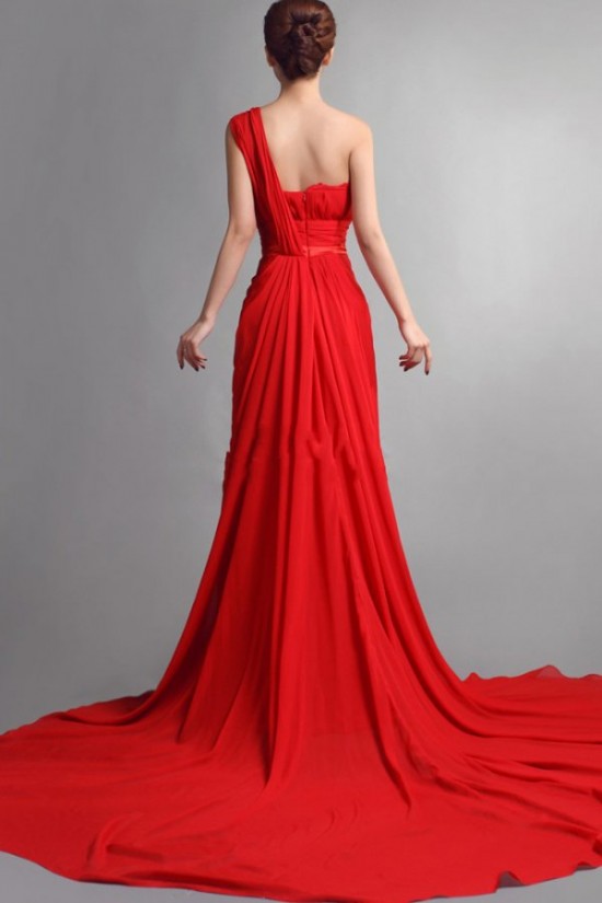 Long Red One-Shoulder Chiffon Prom Evening Formal Party Dresses ED010064 Long Red One-Shoulder Chiffon Prom Evening Formal Party Dresses ED010064