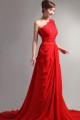 Long Red One-Shoulder Chiffon Prom Evening Formal Party Dresses ED010064