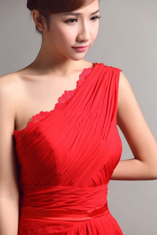 Long Red One-Shoulder Chiffon Prom Evening Formal Party Dresses ED010064 Long Red One-Shoulder Chiffon Prom Evening Formal Party Dresses ED010064