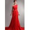 Long Red One-Shoulder Chiffon Prom Evening Formal Party Dresses ED010064