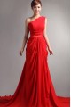 Long Red One-Shoulder Chiffon Prom Evening Formal Party Dresses ED010064