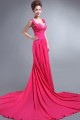 A-Line Beaded Long Pink Chiffon Prom Evening Formal Party Dresses ED010065