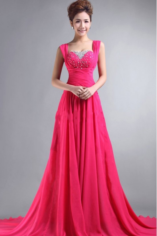 A-Line Beaded Long Pink Chiffon Prom Evening Formal Party Dresses ED010065 A-Line Beaded Long Pink Chiffon Prom Evening Formal Party Dresses ED010065