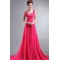 A-Line Beaded Long Pink Chiffon Prom Evening Formal Party Dresses ED010065