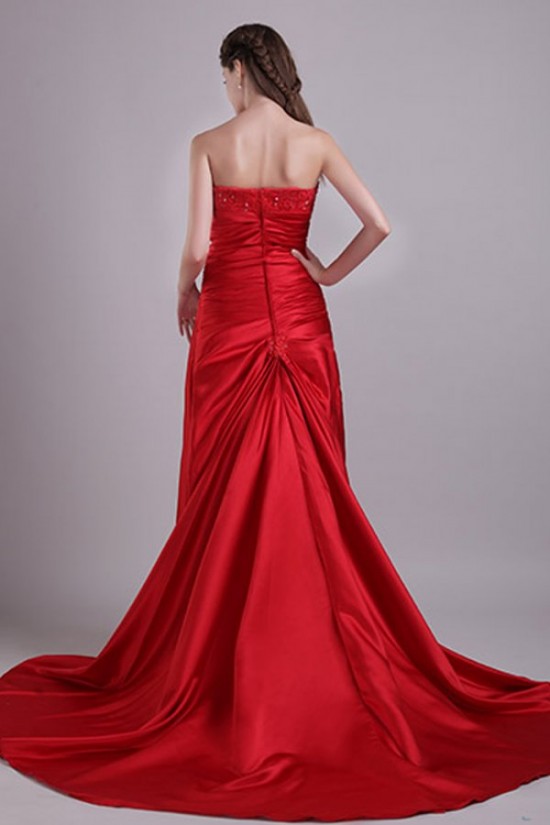 Sheath/Column Strapless Long Red Prom Evening Formal Party Dresses ED010067