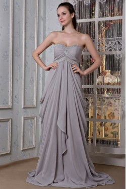 Long Silver Chiffon Prom Evening Formal Party Dresses/Maternity Evening Dresses ED010071