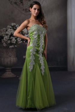 Trumpet/Mermaid Sweetheart Beaded Green Long Prom Evening Formal Party Dresses ED010072