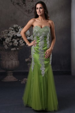 Trumpet/Mermaid Sweetheart Beaded Green Long Prom Evening Formal Party Dresses ED010072