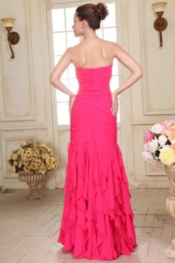 Trumpet/Mermaid Sweetheart Beaded Long Pink Chiffon Prom Evening Formal Party Dresses ED010077