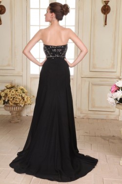Long Black Chiffon Beaded Prom Evening Formal Party Dresses ED010078