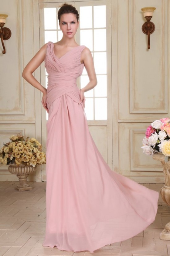 Long Pink Chiffon Prom Evening Formal Party Dresses ED010081