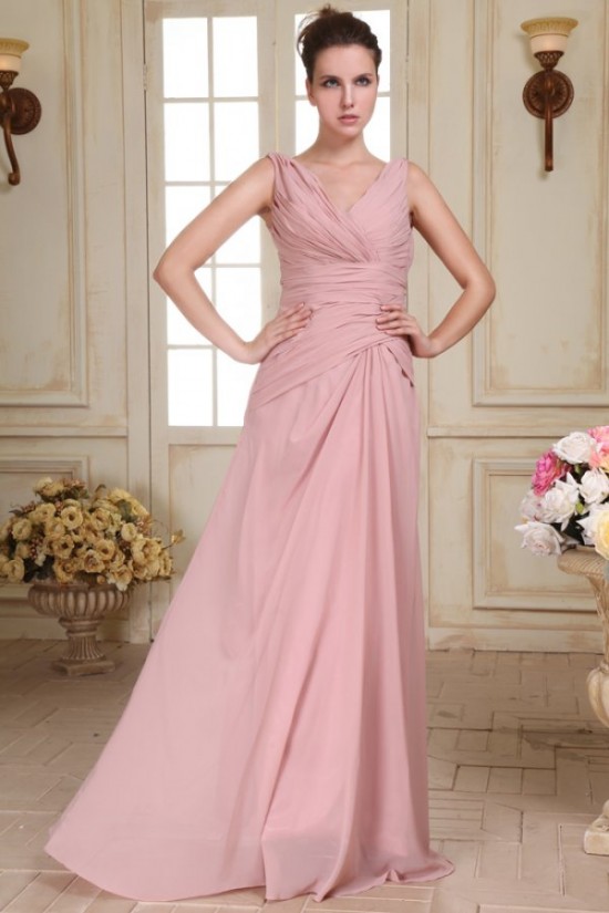 Long Pink Chiffon Prom Evening Formal Party Dresses ED010081