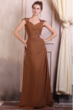 A-Line Beaded Applique Long Chiffon Prom Evening Formal Party Dresses/Mother Of The Bride Dresses ED010082