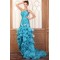 Trumpet/Mermaid One-Shoulder Long Blue Prom Evening Formal Party Dresses ED010083