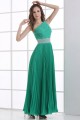A-Line One-Shoulder Beaded Pleated Long Green Chiffon Prom Evening Formal Party Dresses ED010084