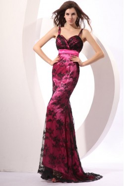 Trumpet/Mermaid Long Black Lace Prom Evening Formal Party Dresses ED010085