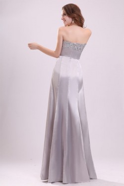 Long Silver Strapless Beaded Prom Evening Formal Party Dresses ED010089