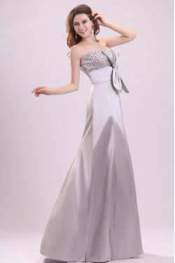 Long Silver Strapless Beaded Prom Evening Formal Party Dresses ED010089