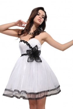 A-Line Sweetheart Short Black White Prom Evening Formal Party Dresses ED010097