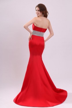 Trumpet/Mermaid Strapless Long Red Prom Evening Formal Party Dresses ED010100
