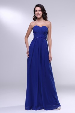 A-Line Sweetheart Beaded Long Blue Chiffon Prom Evening Formal Dresses ED011000