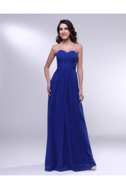 A-Line Sweetheart Beaded Long Blue Chiffon Prom Evening Formal Dresses ED011000