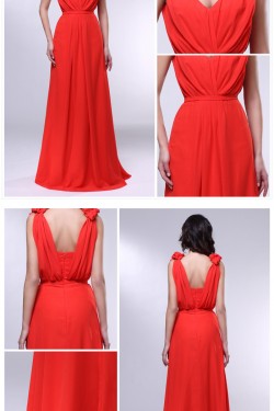 A-Line V-Neck Long Chiffon Prom Evening Formal Dresses ED011001