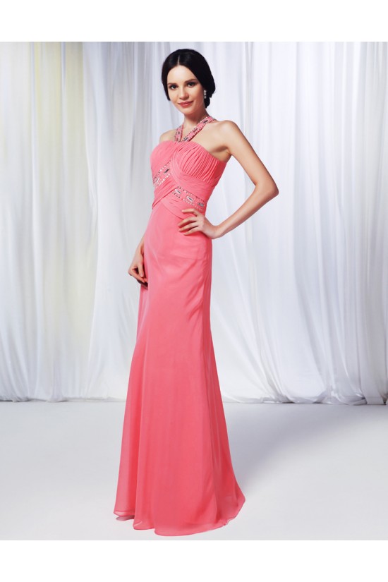 Sheath/Column Beaded Long Pink Chiffon Prom Evening Formal Dresses ED011002 Sheath/Column Beaded Long Pink Chiffon Prom Evening Formal Dresses ED011002