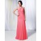 Sheath/Column Beaded Long Pink Chiffon Prom Evening Formal Dresses ED011002