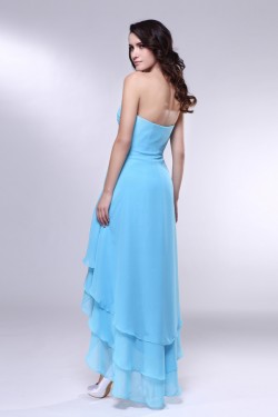 High Low Blue Chiffon Prom Evening Formal Dresses ED011003