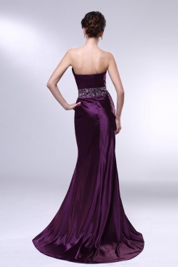 Trumpet/Mermaid Strapless Beaded Long Purple Prom Evening Formal Dresses ED011005