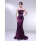 Trumpet/Mermaid Strapless Beaded Long Purple Prom Evening Formal Dresses ED011005