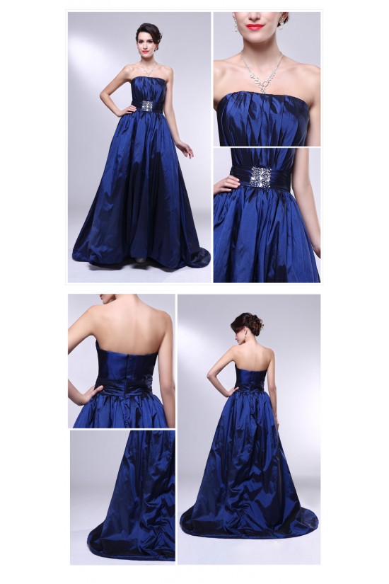 A-Line Strapless Beaded Blue Taffeta Prom Evening Formal Dresses ED011006 A-Line Strapless Beaded Blue Taffeta Prom Evening Formal Dresses ED011006